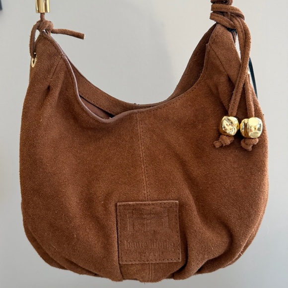 Haute Hippie Tan Suede Hobo Bag with Gold Details - Picture 4 of 15